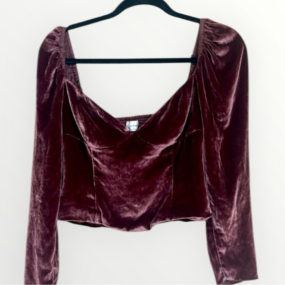 Wilfred Tops - Aritzia Wilfred Velvet Purple Cropped Top Size 4